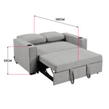 Sarantino Hoffman Linen Sofa Bed Chair With Cushions &cup Holders Light Grey