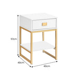 Sarantino Alessia Bedside Table In White/gold