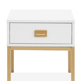 Sarantino Alessia Bedside Table In White/gold