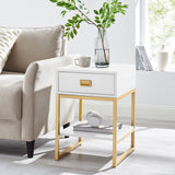 Sarantino Alessia Bedside Table In White/gold