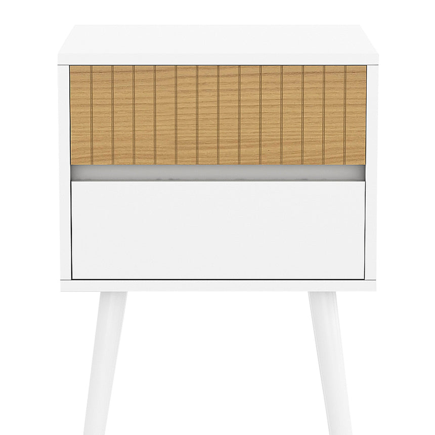 Sarantino Clio Bedside Table Night Stand - White/natural