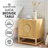 Sarantino Luca Bedside Table Split Door Night Stand - Natural