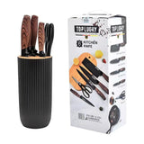 6-Piece Kitchen Knife Set Non-Stick Stainless Steel Blades with Universal Knife Block