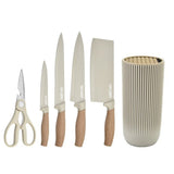 6-Piece Kitchen Knife Set Non-Stick Stainless Steel Blades with Universal Knife Block