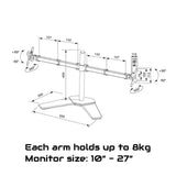 Monitor Stand Arm Dual HD LED TV Freestanding Mount Holder 2 Arm Display Desk Bracket