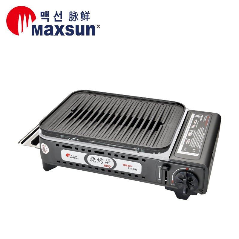 Portable Gas BBQ Stove with PRO Grill Plate Outdoor Barbecue Cooking Burner Kit Butane Camping