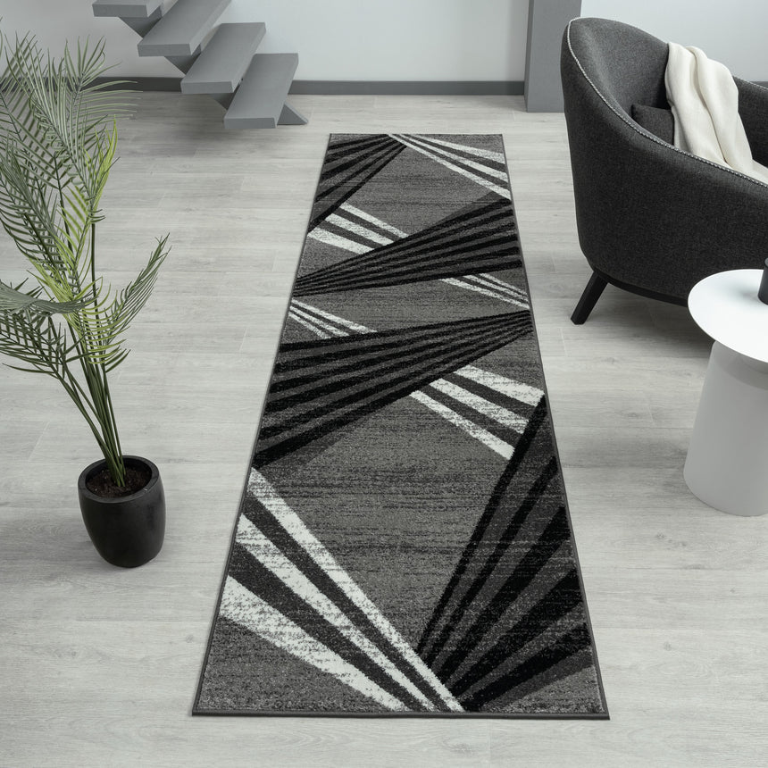 Adore Geometric Textural Rug - Grey - 300x400