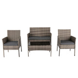 4 Seater Wicker Outdoor Lounge Set - Mixed Grey