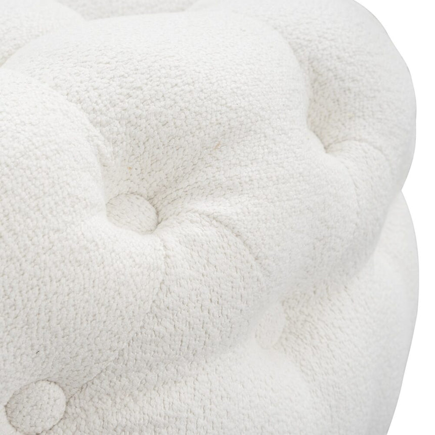 Bouclé White Ottoman-Round