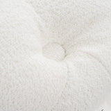 Bouclé White Ottoman-Round