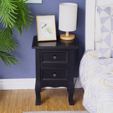 French Bedside Table Nightstand Black Set of 2