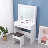 Fidel Vanity Set with Cushioned Stool and Lighted Mirror- White