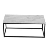 Industrial Style Marble Effect Rectangular Coffee Table