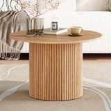 Luxe Ribbed Round Coffee Table Wooden