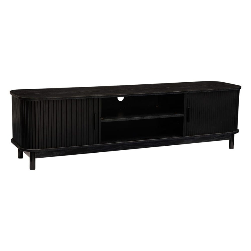 160cm Ribbed Black Entertainment Unit