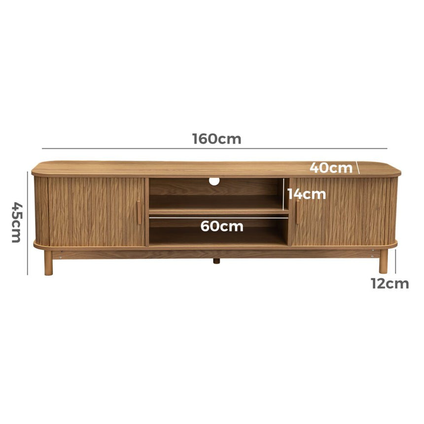 160cm Ribbed Natural Entertainment Unit