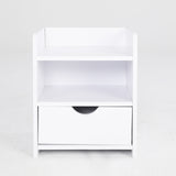 2X Bedside Table Side Storage Cabinet Nightstand Bedroom 1 Drawer 2 Shelf LARK WHITE