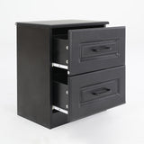 Bedside Table Side Storage Cabinet Nightstand Bedroom 2 Drawer KEVA BLACK