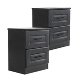 2X Bedside Table Side Storage Cabinet Nightstand Bedroom 2 Drawer KEVA BLACK