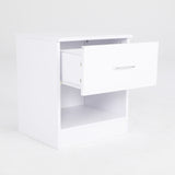 Bedside Table Side Storage Cabinet Nightstand Bedroom 1 Drawer 1 Shelf ELLA - WHITE