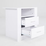 Bedside Table Side Storage Cabinet Nightstand Bedroom 2 Drawer 1 Shelf ZURI WHITE