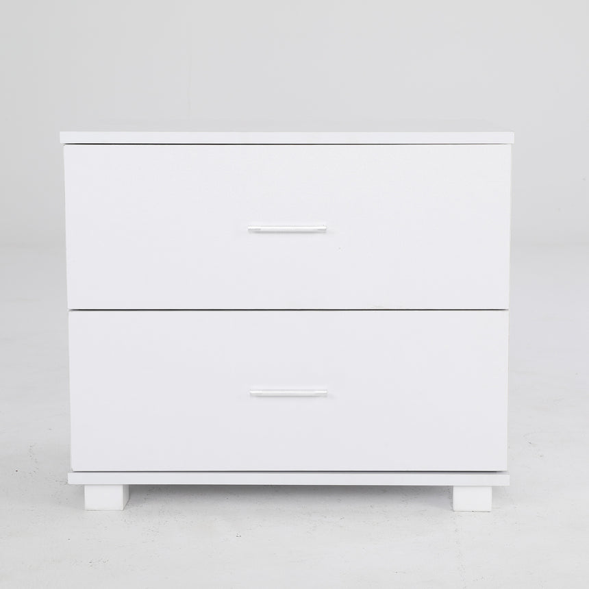 Bedside Table Side Storage Cabinet Nightstand Bedroom 2 Drawer Legs ETTA WHITE