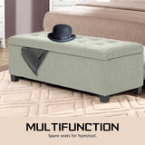 Storage Ottoman Stool 102cm Fabric LIGHT GREEN