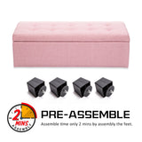 Storage Ottoman Stool 102cm Fabric PINK