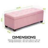 Storage Ottoman Stool 102cm Fabric PINK