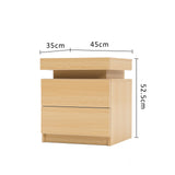 Bedside Table 2 Drawers RGB LED Bedroom Cabinet Nightstand Gloss AURORA OAK