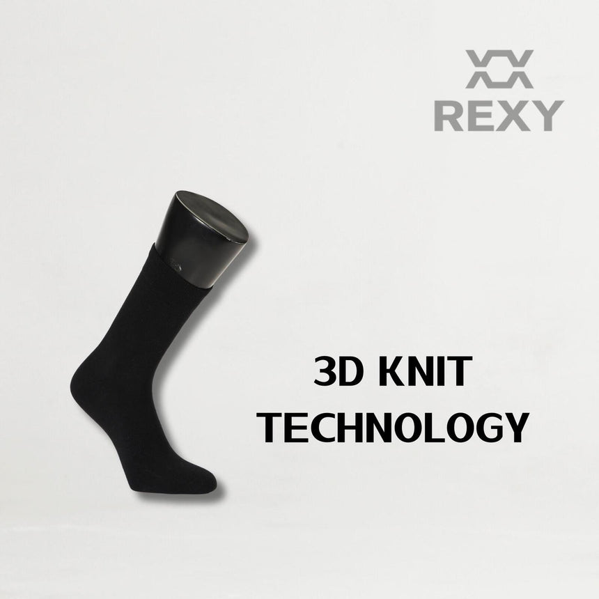 10X Rexy 3D Seamless Crew Socks Large Slim Breathable BLACK