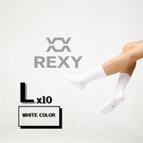 10X Rexy 3D Seamless Crew Socks Large Slim Breathable WHITE