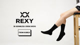 10X Rexy 3D Seamless Crew Socks Medium Slim Breathable BLACK