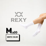 10X Rexy 3D Seamless Crew Socks Medium Slim Breathable WHITE