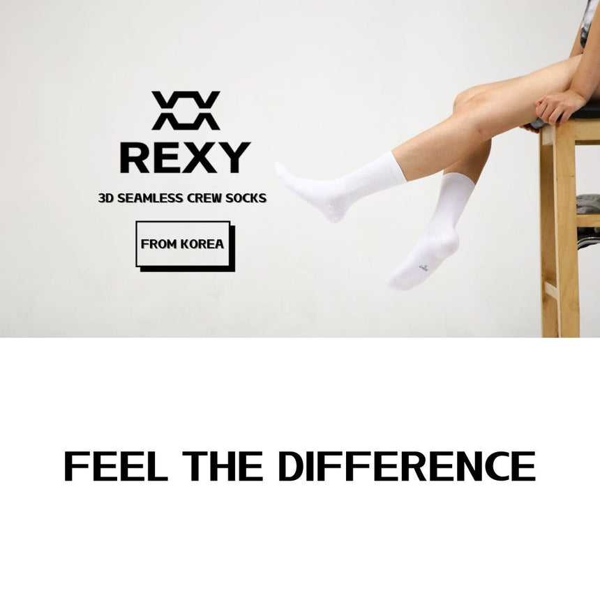 15X Rexy 3D Seamless Crew Socks Medium Slim Breathable WHITE