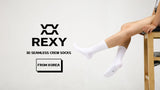 15X Rexy 3D Seamless Crew Socks Small Slim Breathable WHITE