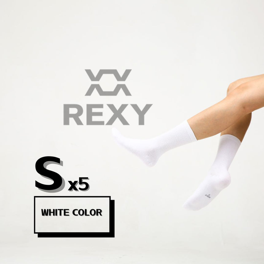 15X Rexy 3D Seamless Crew Socks Small Slim Breathable WHITE