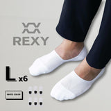 6X Rexy Cushion No Show Ankle Socks Large Non-Slip Breathable WHITE