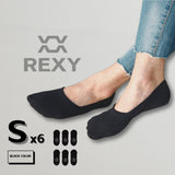 6X Rexy Cushion No Show Ankle Socks Small Non-Slip Breathable BLACK