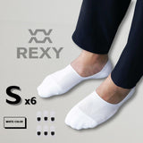 6X Rexy Cushion No Show Ankle Socks Small Non-Slip Breathable WHITE