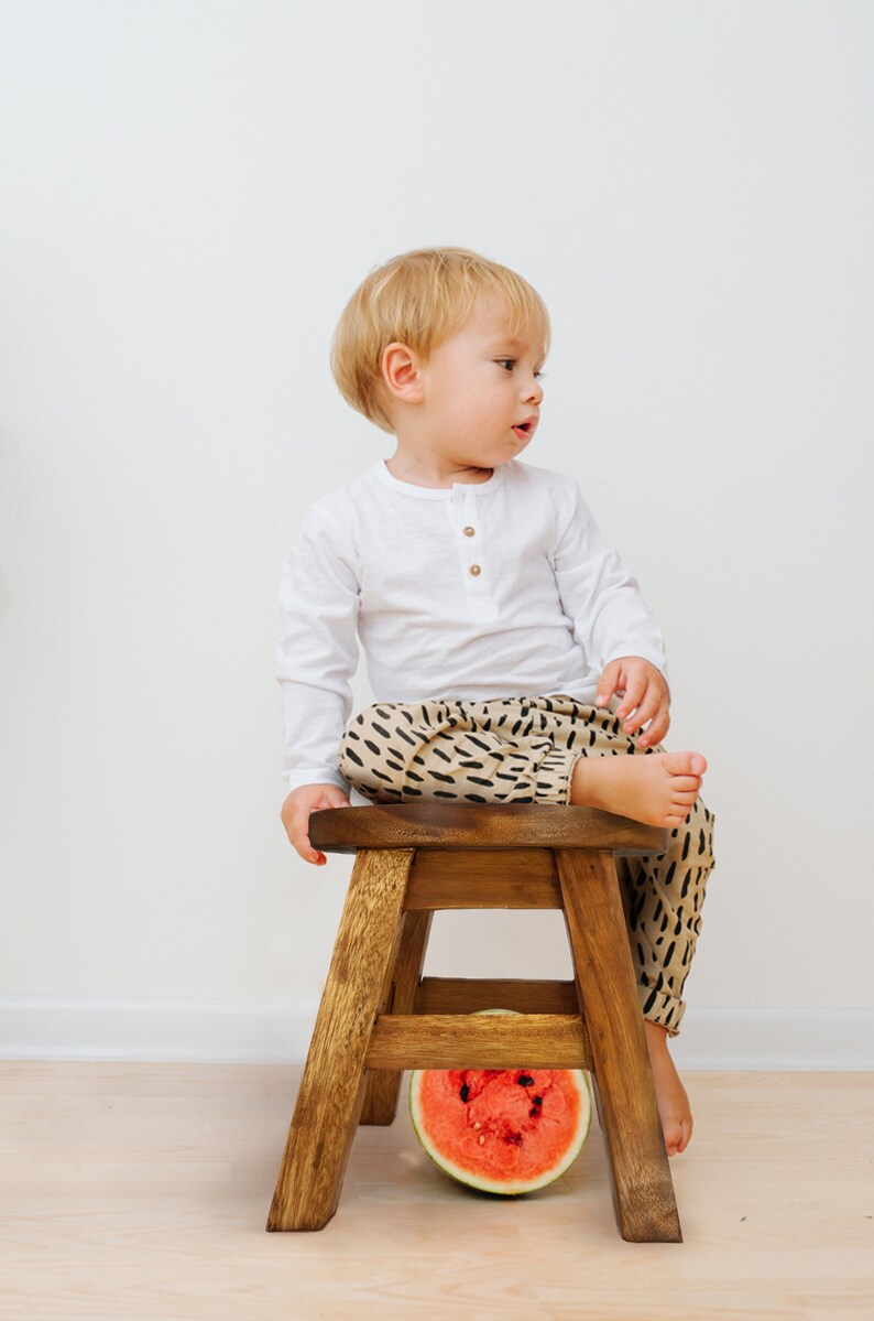 Hand Carved Children's Chair Stool Wooden Train Locomotive Theme