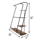 Freestanding Closet with 3 Shelves Organizer Storage Clothes Hanger Rail Garment Shelf Shoe Rack