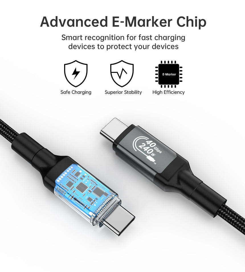 CHOETECH XCC-1040 USB-C M to M 240W Super Fast Speed Gen3 Cable 1.2M