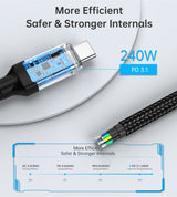 CHOETECH XCC-1040 USB-C M to M 240W Super Fast Speed Gen3 Cable 1.2M