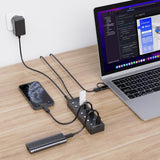 Simplecom CH375C USB-A and USB-C to 7-Port USB 3.0 Hub 5Gbps Individual Switches and Power Adapter