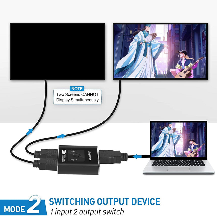 Simplecom CM302v2 Bi-Directional 2 Way HDMI 2.1 Switch Selector 8K@60Hz