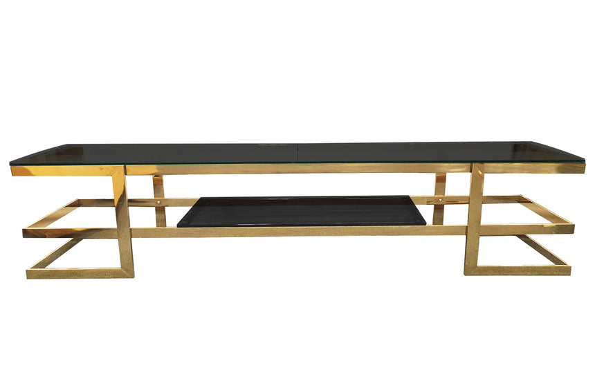 Alexa Gold TV Unit - Black Glass