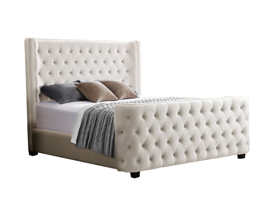 Milan Cream Velvet Tufted  Headboard and End board Bed Frame - King