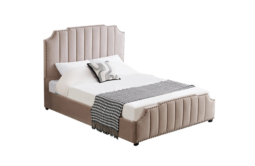 Santosa Champagne Velvet Bed - King