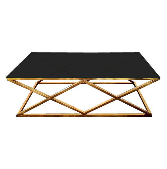 Alsea Coffee Table Gold Base - Black Glass